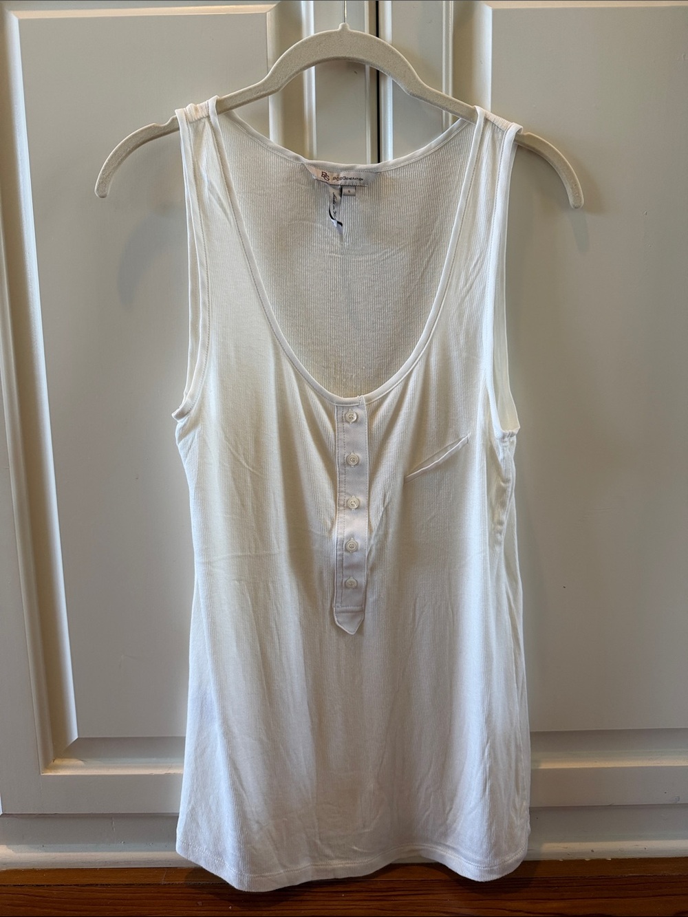 BCBGeneration Small White Henley Tank Top